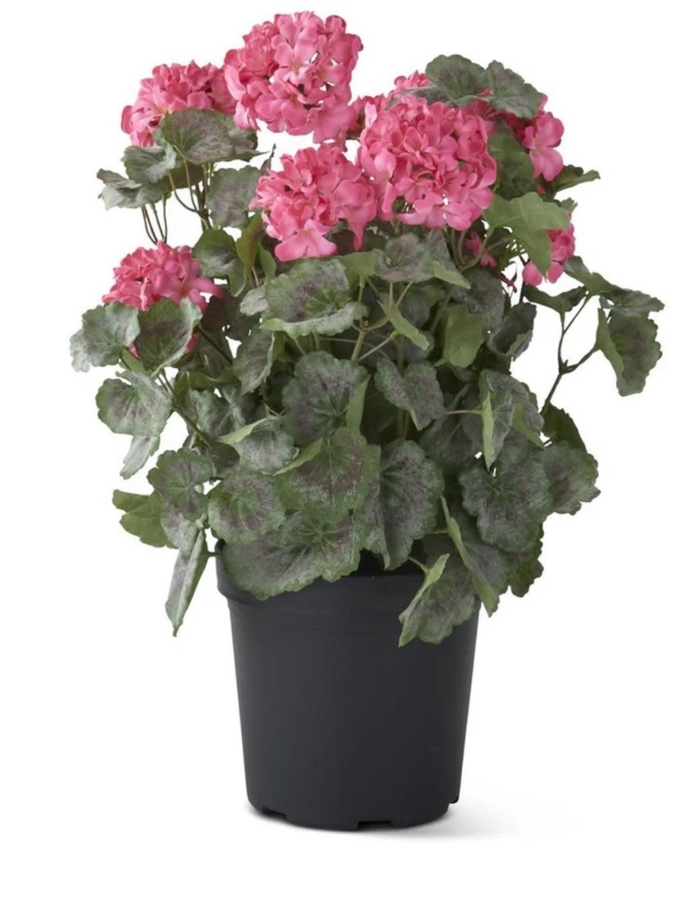 Pink Artificial Geranium Plant in Black Planter - Home Accents